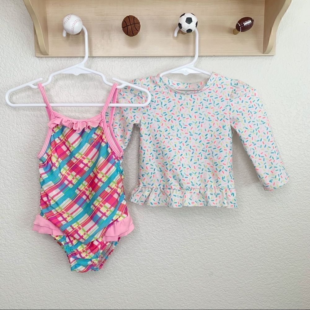 9 Months Baby Girl RashGuard and Swimsuit BUNDLE